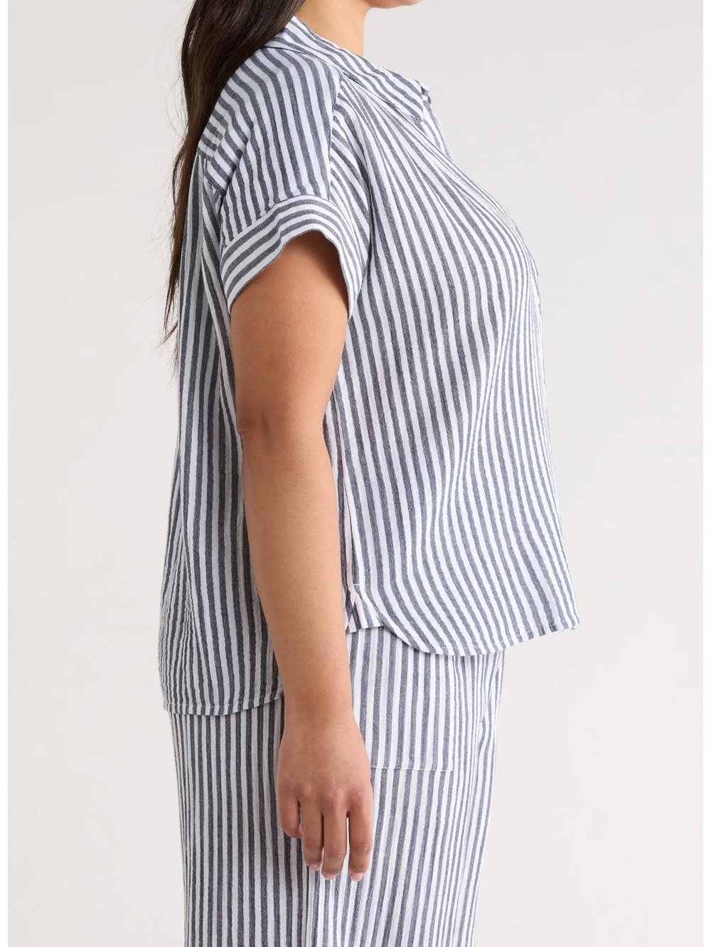 CASLON COTTON GAUZE STRIPED BUTTON UP SHIRT- PLUS SIZE 4X- NWT - Picture 4 of 11